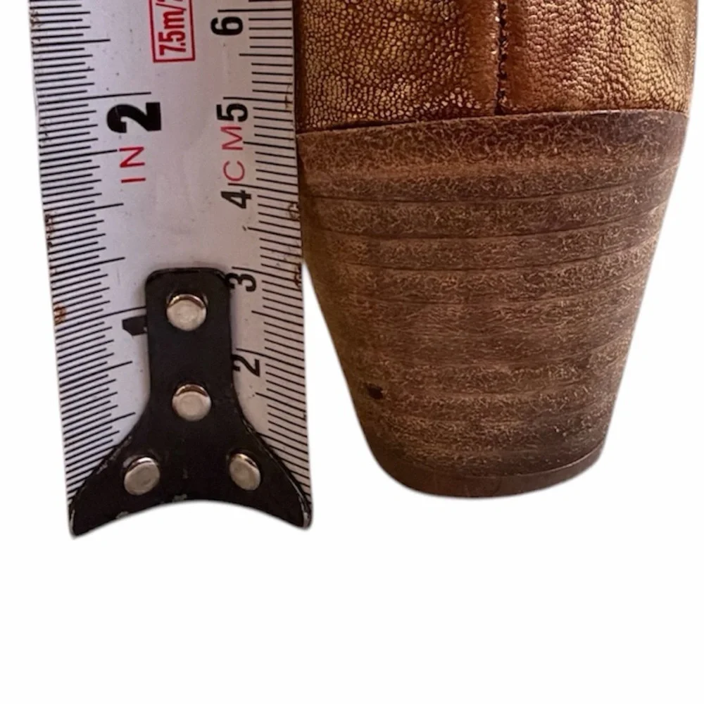 RARE Miu Miu Vintage Gold Metallic Leather Boots Sz 35 Cowboy Festival Boho - Picture 16 of 16